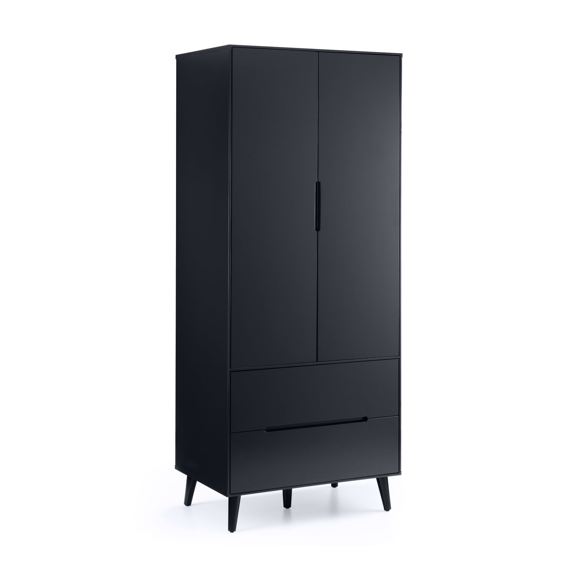 Charcoal black 2 door 2 drawer wardrobe with recessed handles