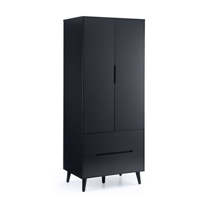 Charcoal black 2 door 2 drawer wardrobe with recessed handles