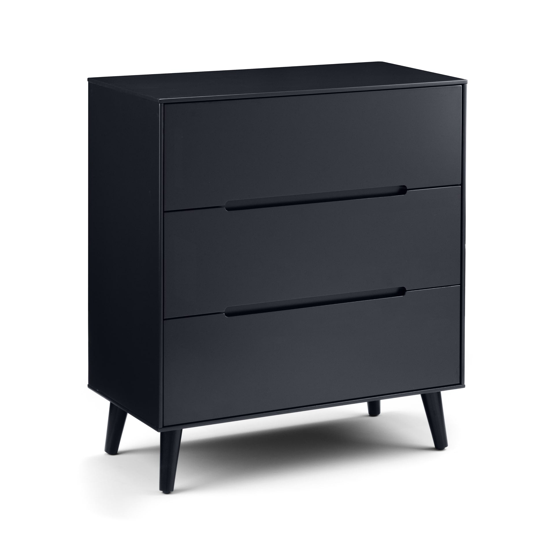 3 drawer wide chest in anthracite colour is shown on white background without distractions