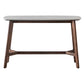 Elegant console table with white marble top and wooden legs 