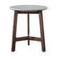 Product picture of white marble top and dark acacia wood legs round side table