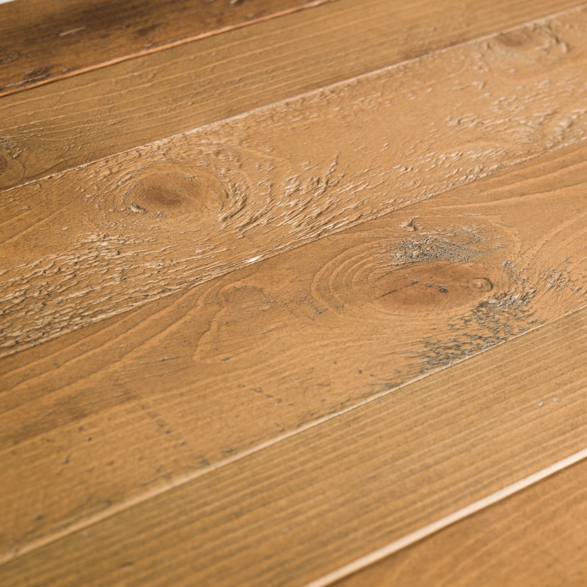 Very close view of reclaimed pine charming imperfections