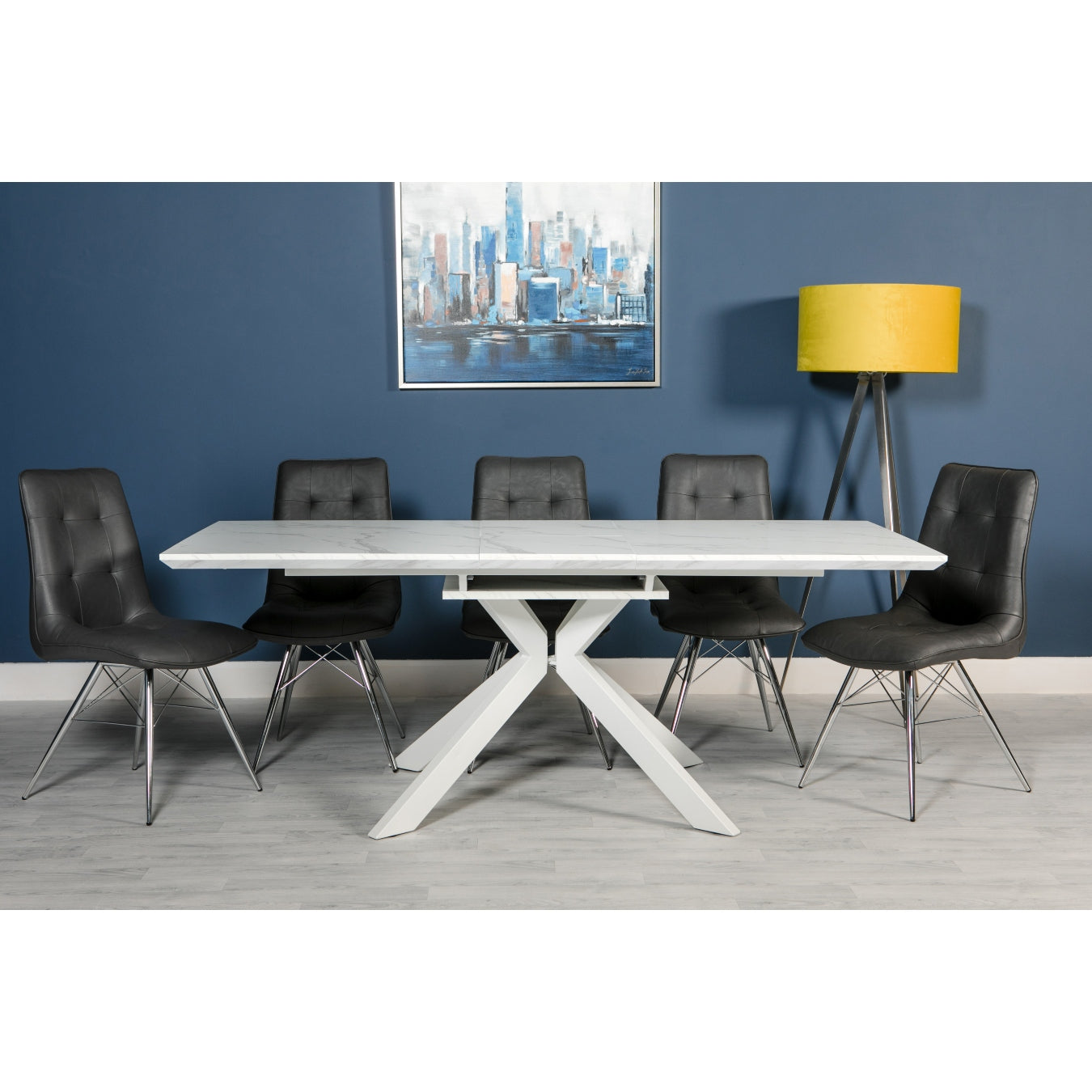 Glacier White Marble Extending Dining Table
