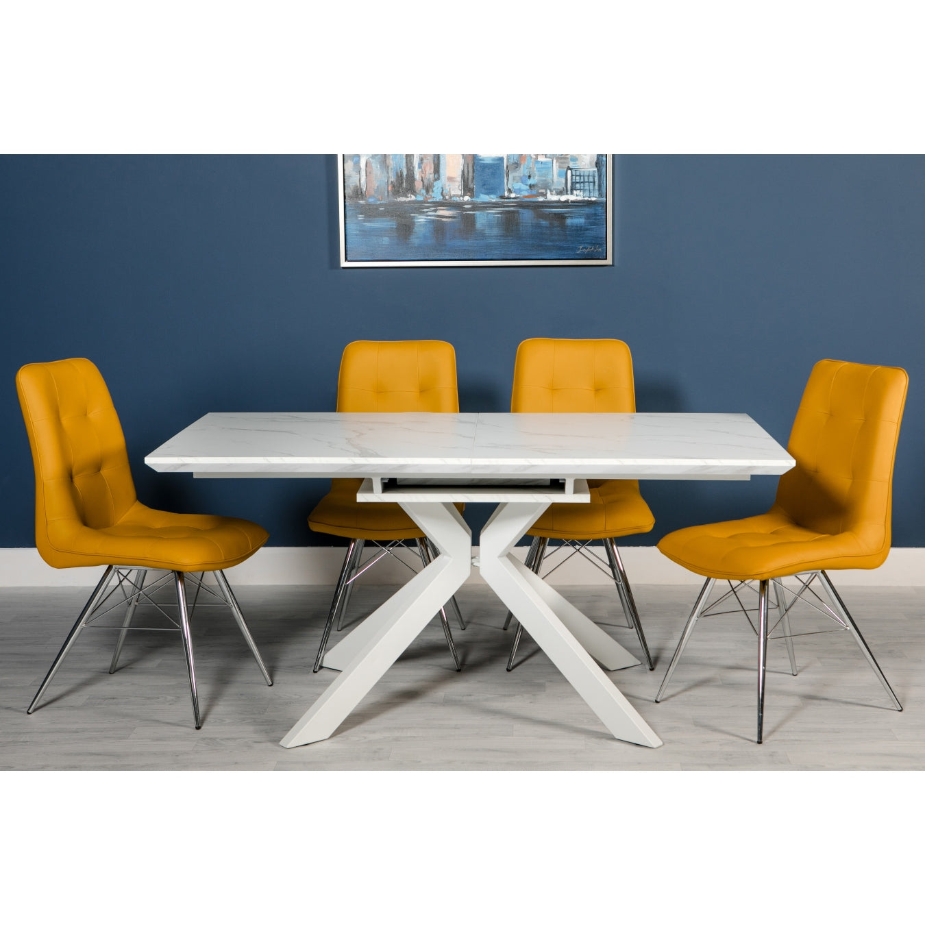 Glacier White Marble Extending Dining Table