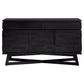 Front product picture of the 2 drawer, 3 cupboard wooden sideboard  in black