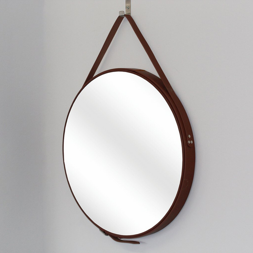 Piers Round Hanging Mirror - Brown