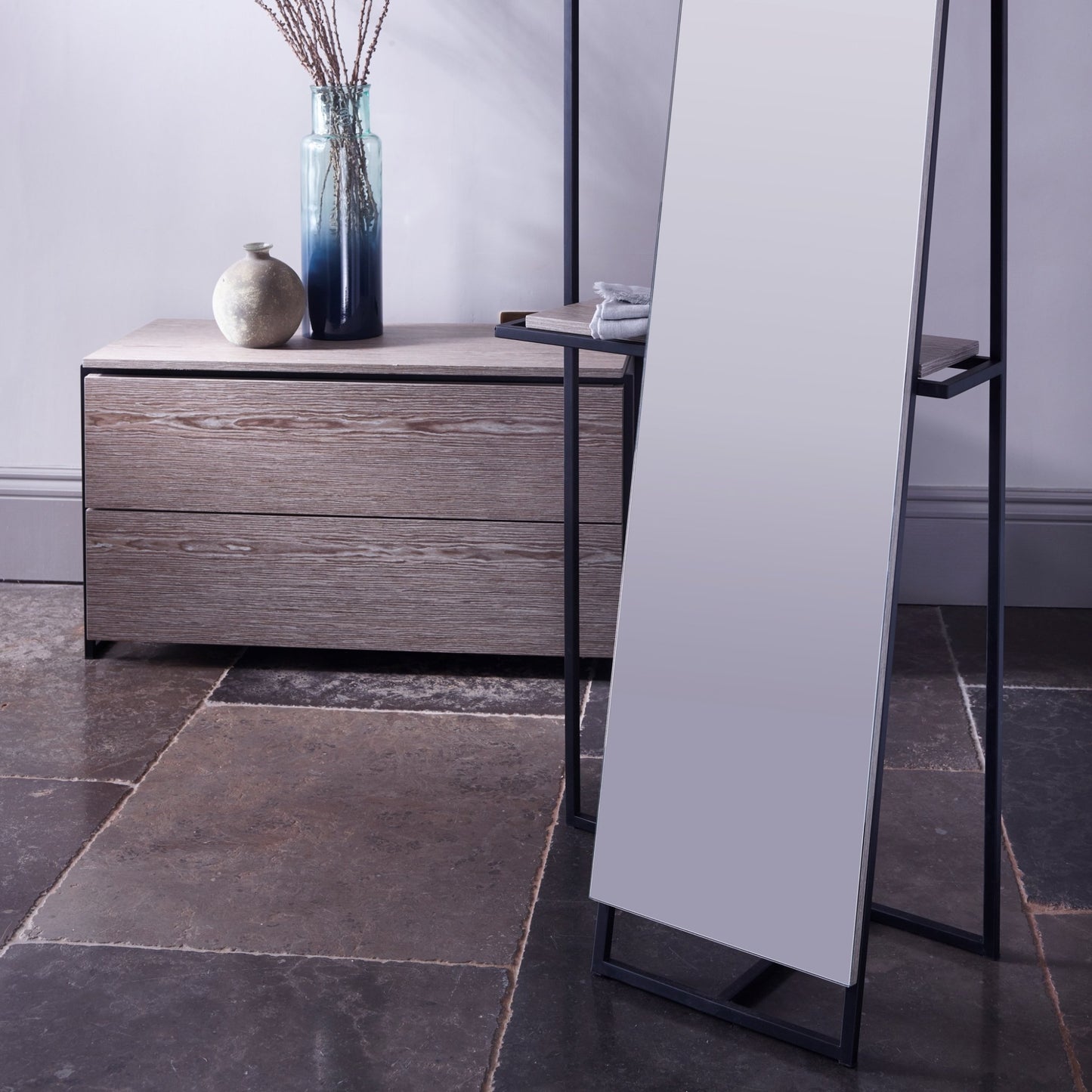 Federico Floor Standing Mirror & Valet - Oak