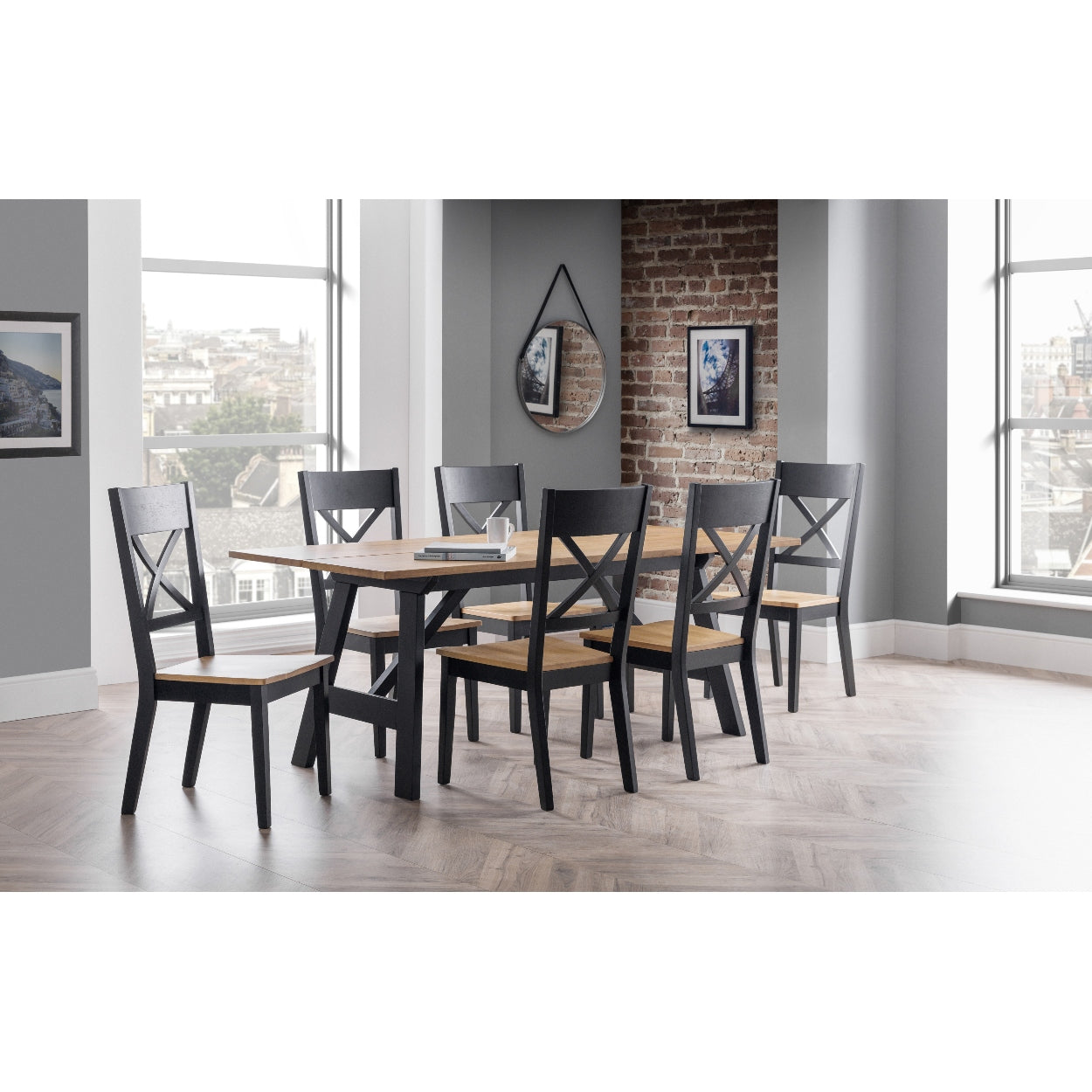 Hockley Rectangular Dining Table - Black & Oak