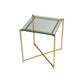 Iris Square Side Table - Clear Glass Top & Brass Frame