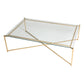 Iris Rectangular Coffee Table - Clear Glass Top & Brass Frame