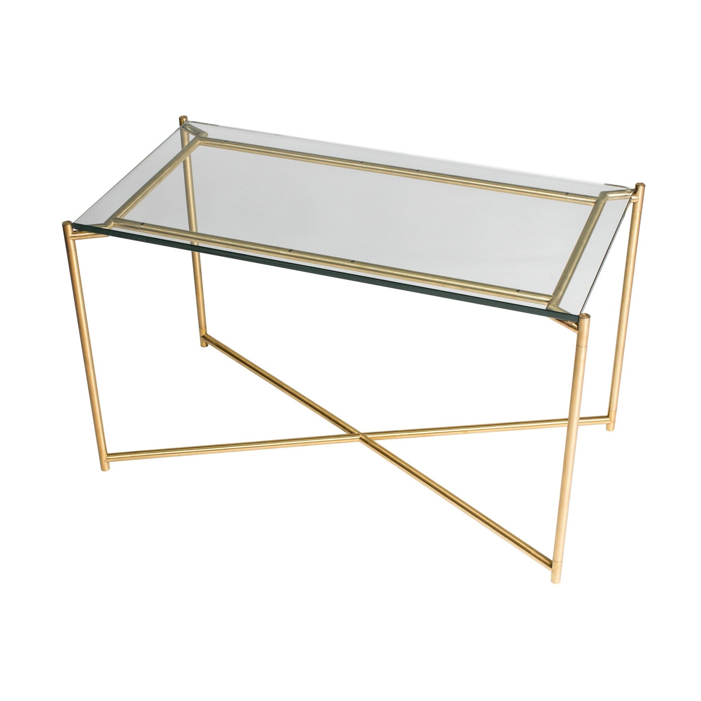 Iris Rectangular Side Table - Clear Glass Top & Brass Frame