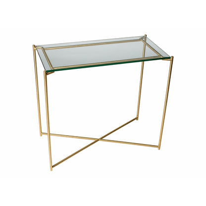 Iris Small Console Table - Clear Glass Top & Brass Frame