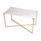 Iris Rectangular Side Table - White Marble & Brass Frame