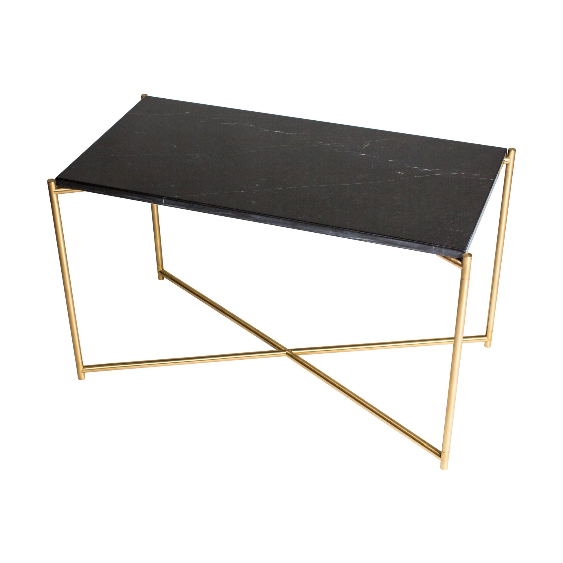 Iris Rectangular Side Table - Black Marble & Brass Frame