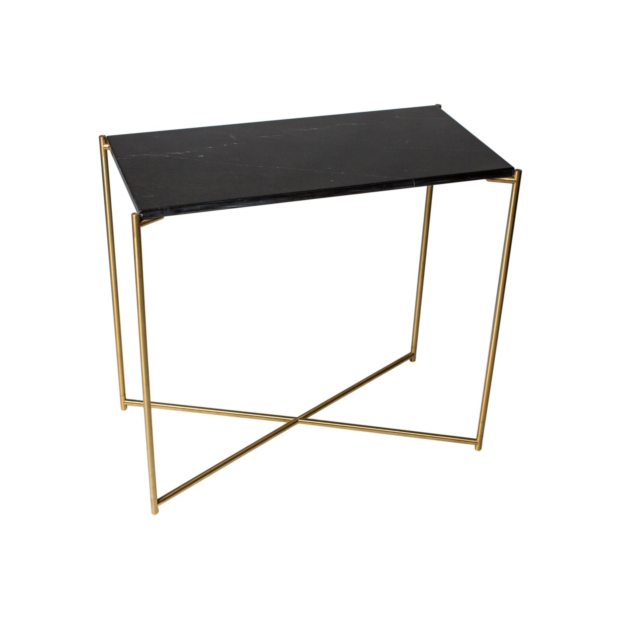 Iris Small Console Table - Black Marble & Brass Frame