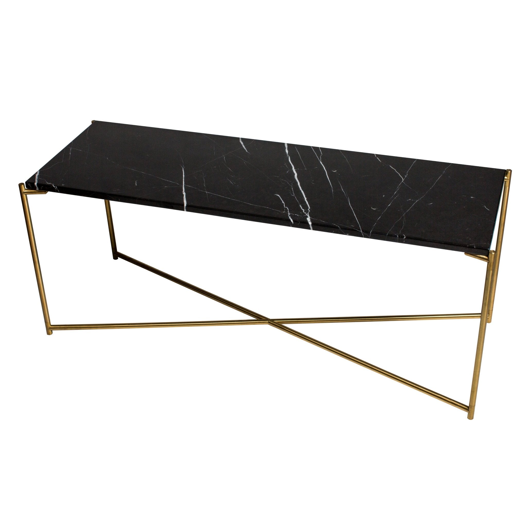 Iris Large TV Stand - Black Marble & Brass Frame