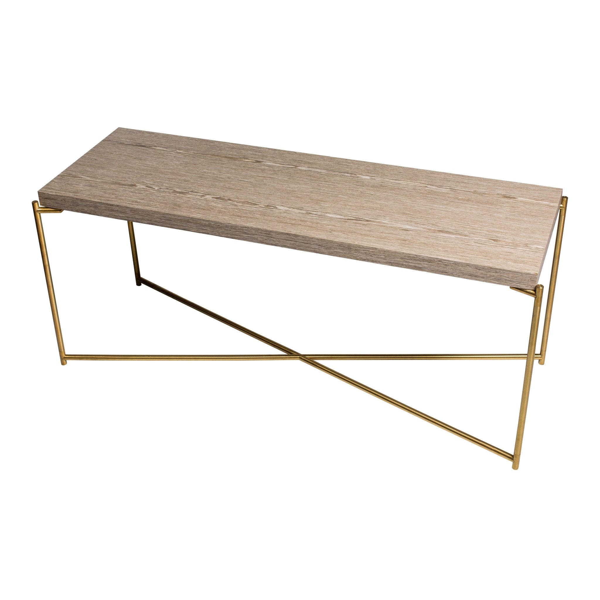 Iris Large TV Stand - Weathered Oak & Brass Frame