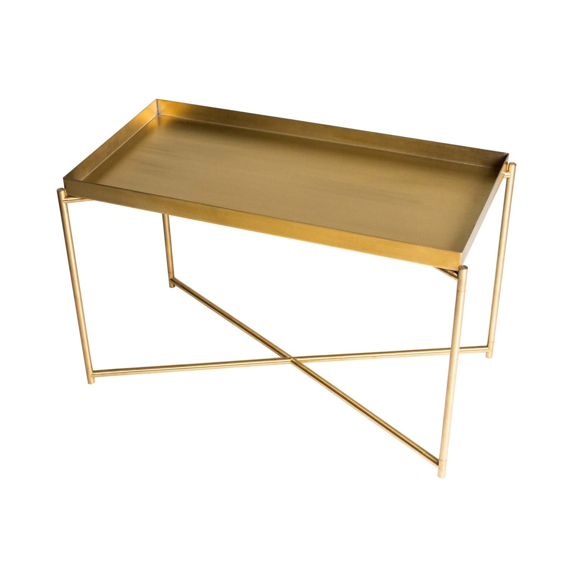 Iris Rectangular Tray Top Side Table - Brass Tray & Brass Frame