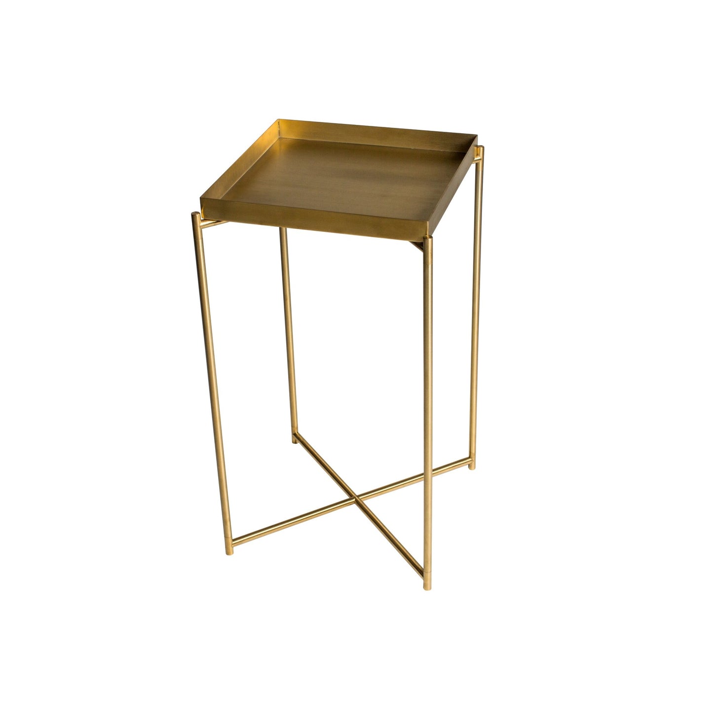 Iris Square Plant Stand - Brass Tray & Brass Frame