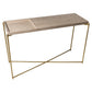 Iris Large Console Table - Weathered Oak Plain Top & Small Tray, Brass Frame