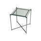 Iris Square Side Table - Clear Glass Top & Gun Metal Frame