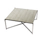 Iris Square Coffee Table - Antiqued Glass Top & Gun Metal Frame