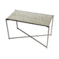 Iris Rectangular Side Table - Antiqued Glass Top & Gun Metal Frame