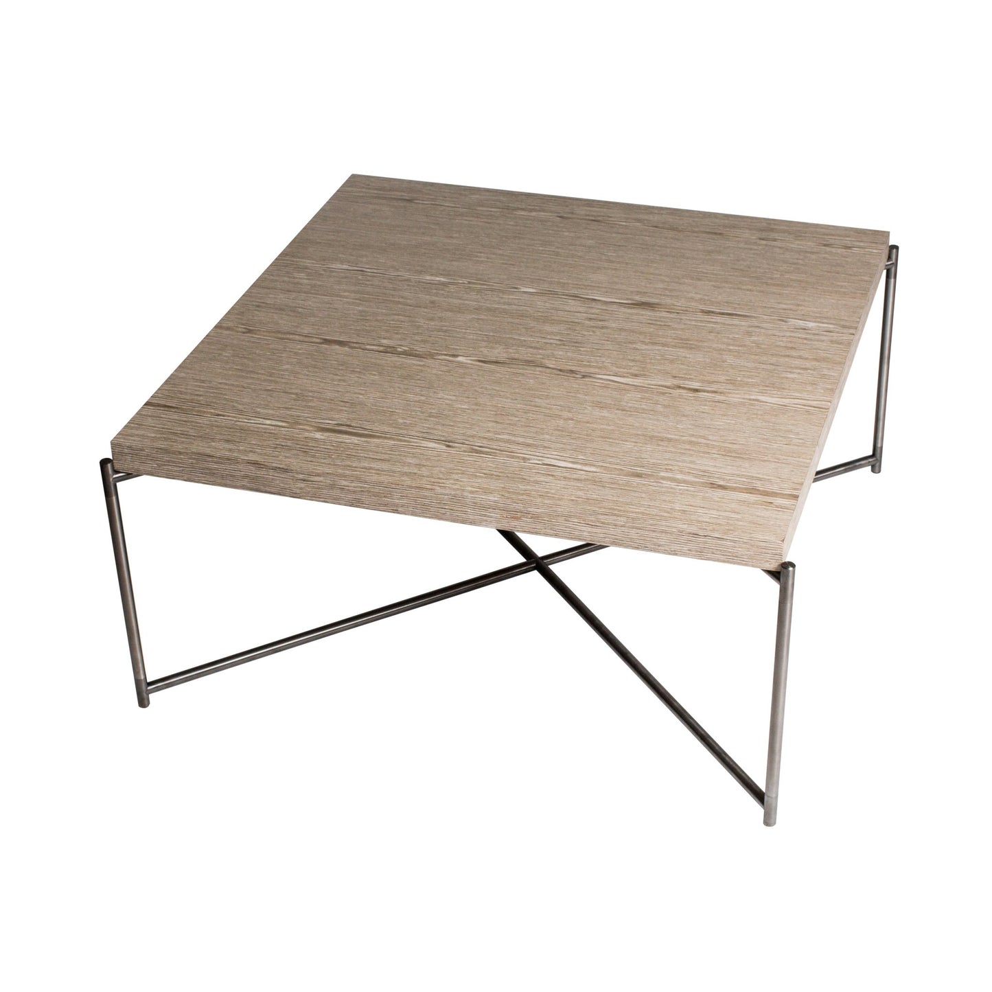 Iris Square Coffee Table - Weathered Oak & Gun Metal Frame