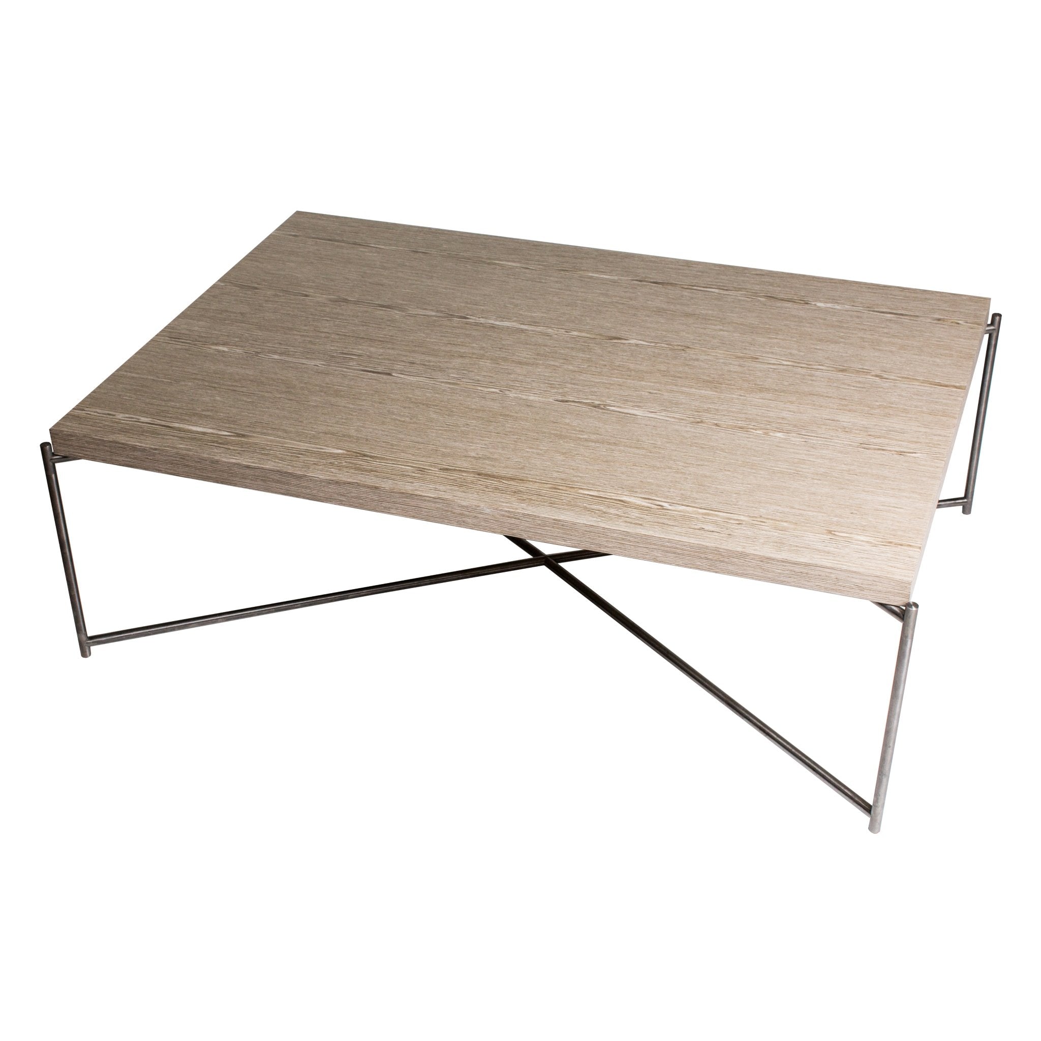 Iris Rectangular Coffee Table - Weathered Oak & Gun Metal Frame