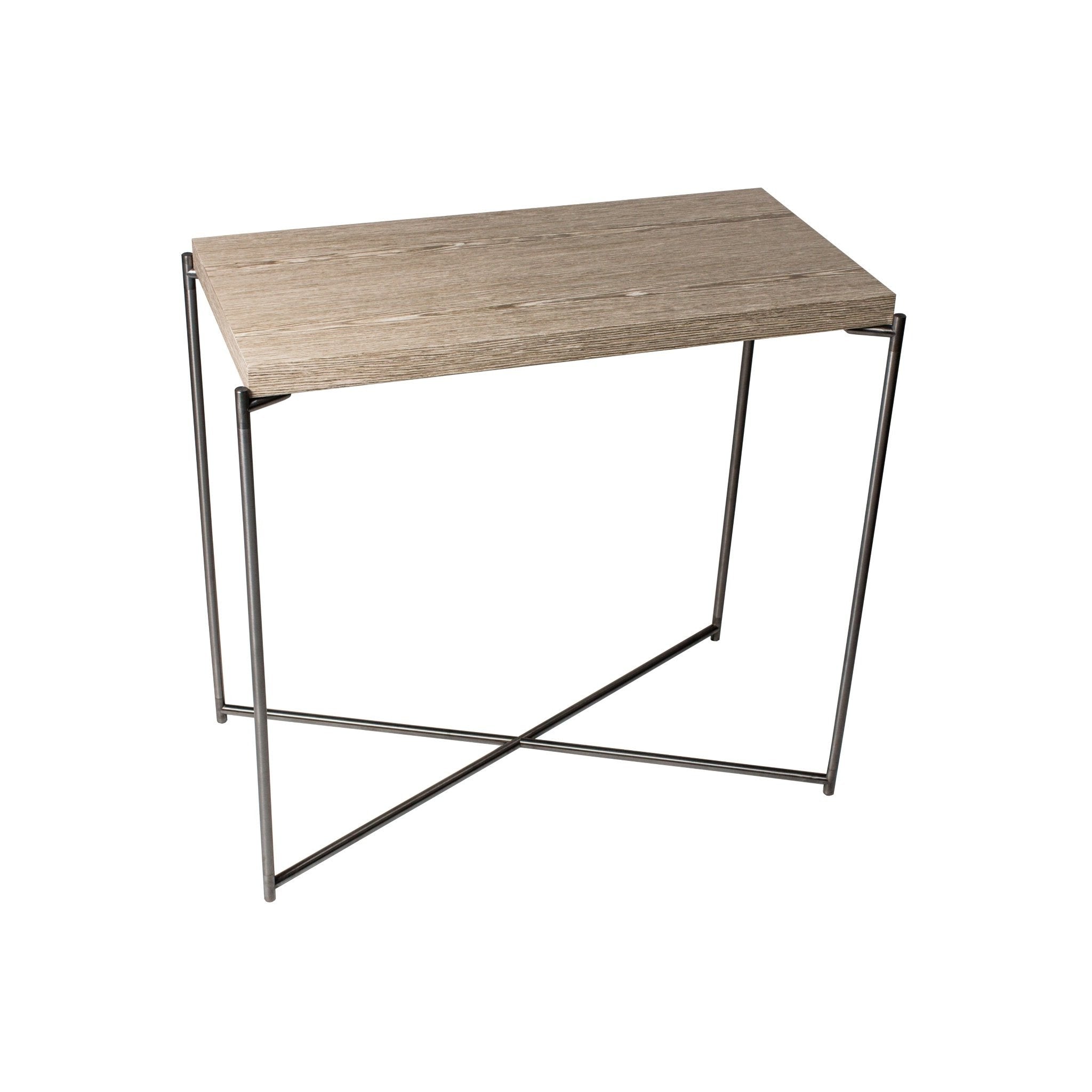 Iris Small Console Table - Weathered Oak & Gun Metal Frame