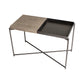 Iris Rectangular Side Table With Tray Top - Weathered Oak Top & Gunmetal Tray, Gun Metal Frame