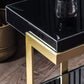 Oronero black and gold side table. Zoom on surfaces - top and frames