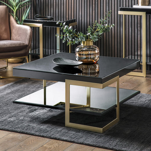 Oronero Square Coffee Table - Black & Gold