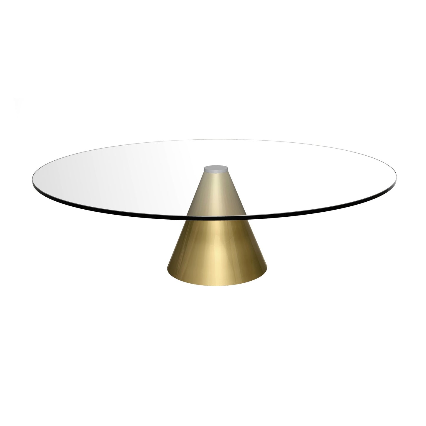 Oscar Large Circular Coffee Table - Clear Glass Top & Brass Base