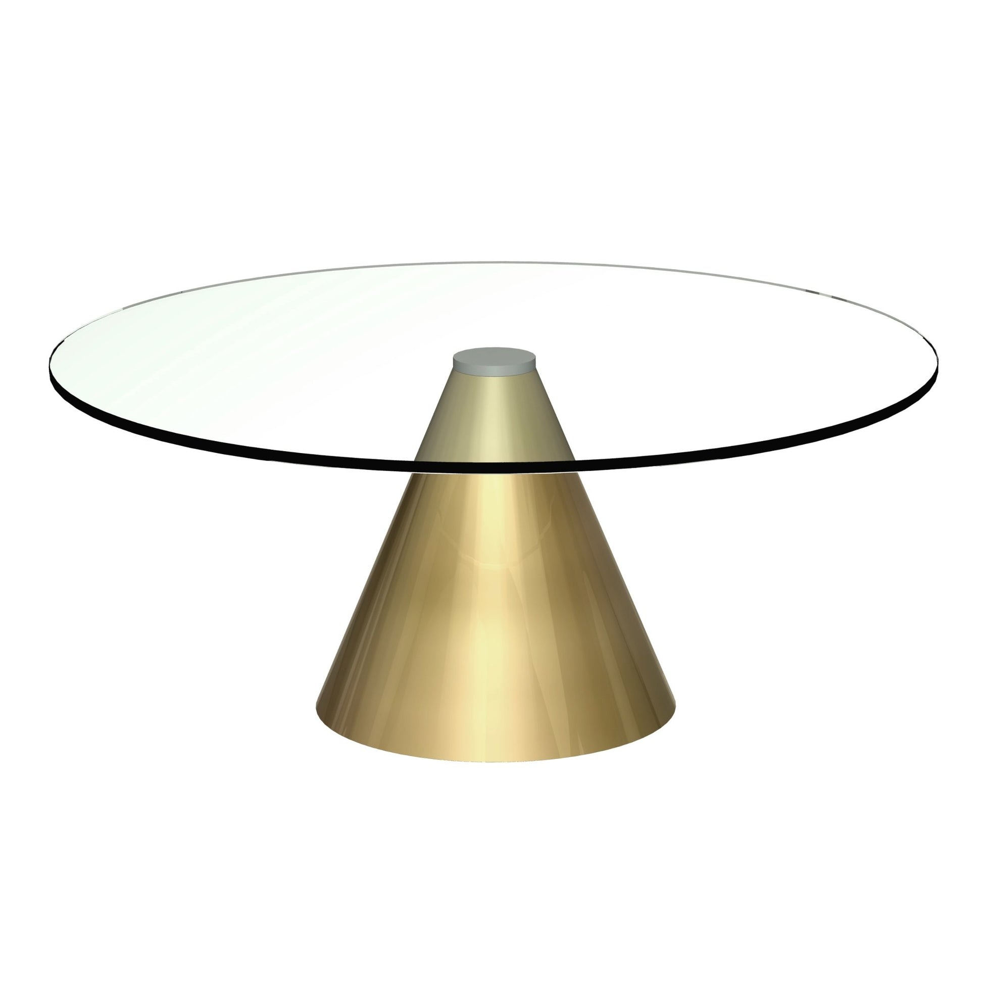 Oscar Small Circular Coffee Table - Clear Glass Top & Brass Base