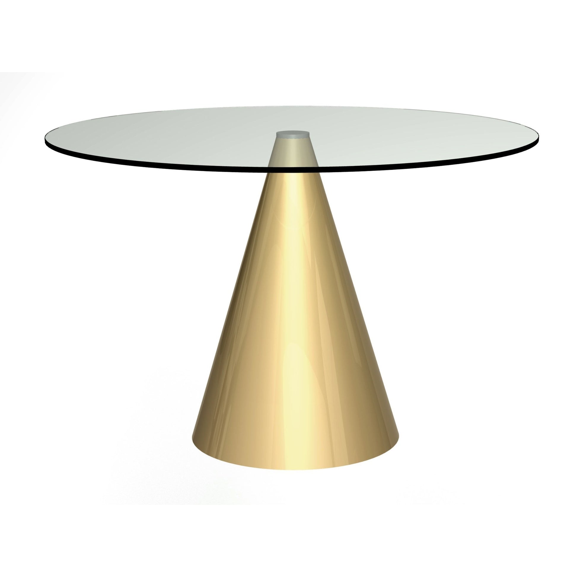 Oscar Large Circular Dining Table - Clear Glass Top & Brass Base