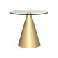 Oscar Small Circular Dining Table - Clear Glass Top & Brass Base