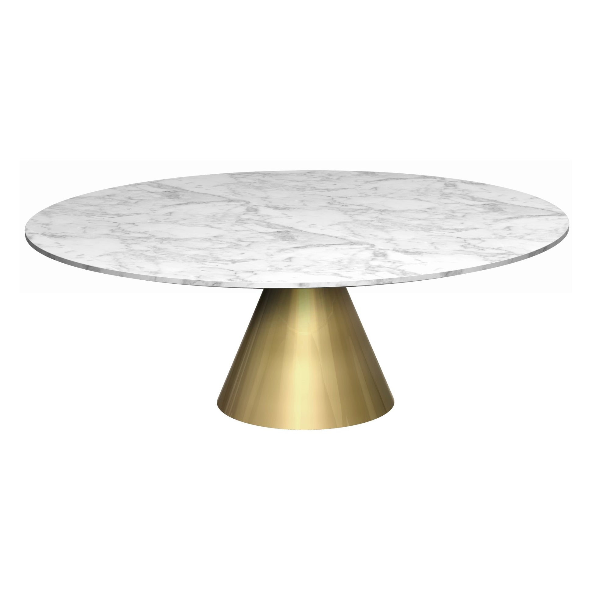 Oscar Large Circular Coffee Table - White Marble Top & Brass Base