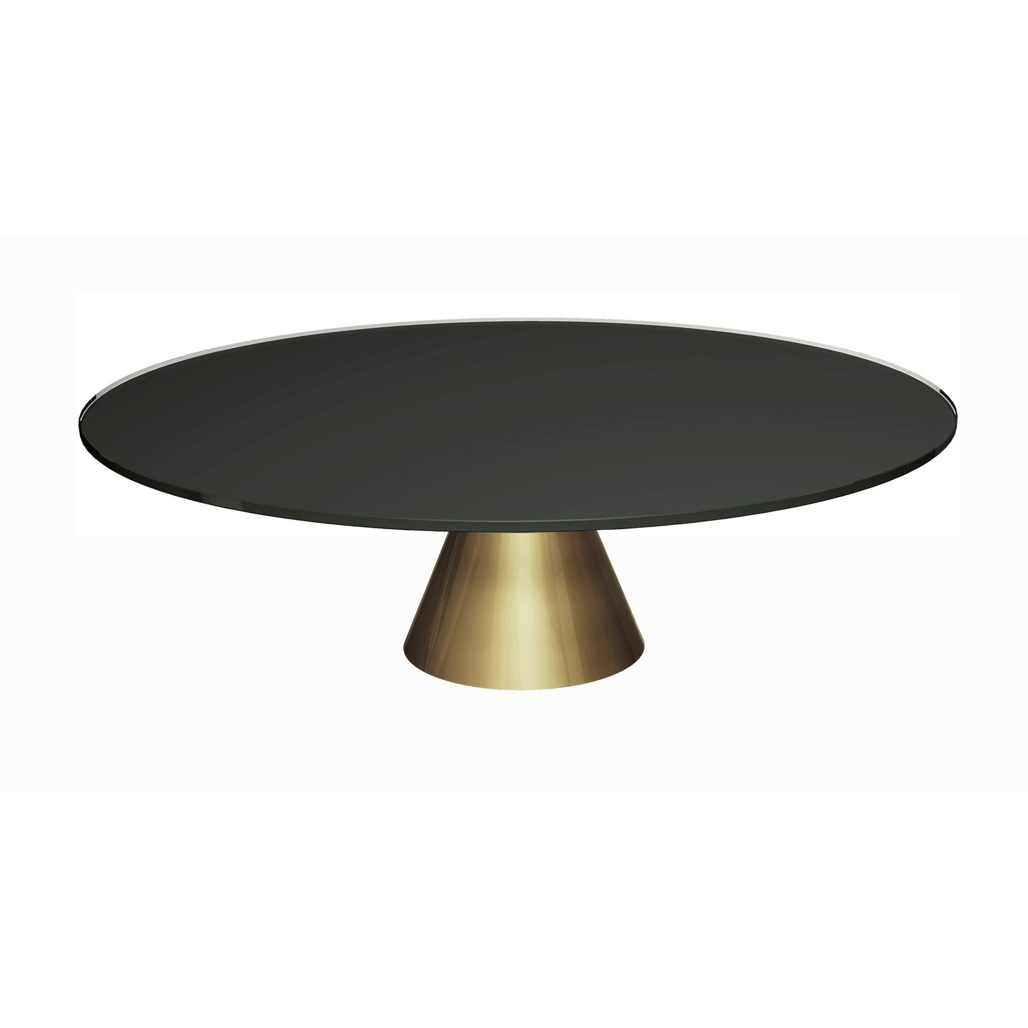 Oscar Large Circular Coffee Table - Black Glass Top & Brass Base