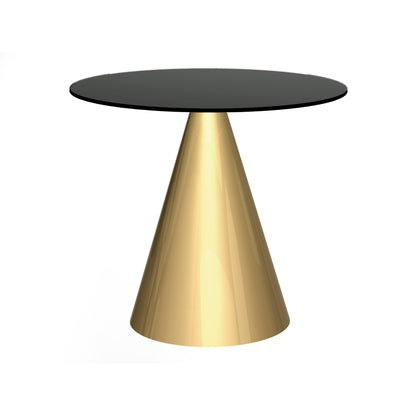 Oscar Small Circular Dining Table - Black Glass Top & Brass Base