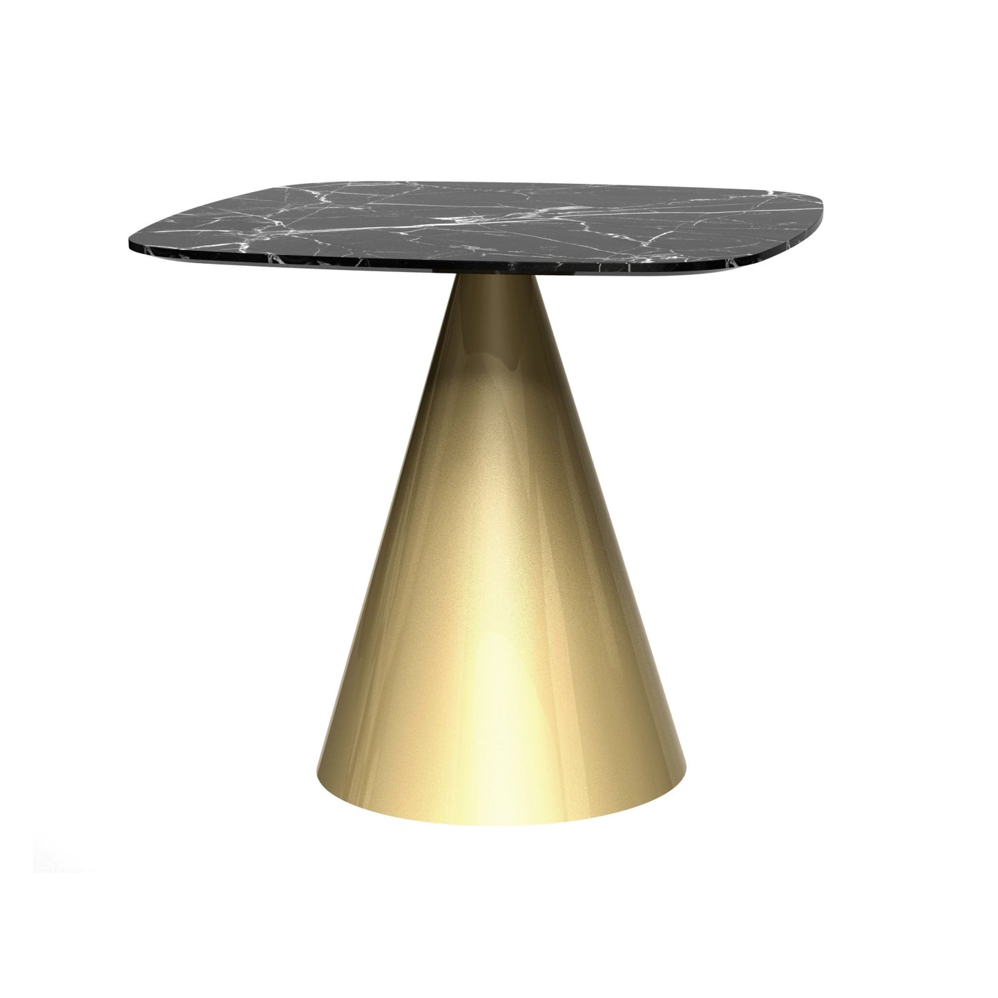 Oscar Small Square Dining Table - Black Glass Top & Brass Base