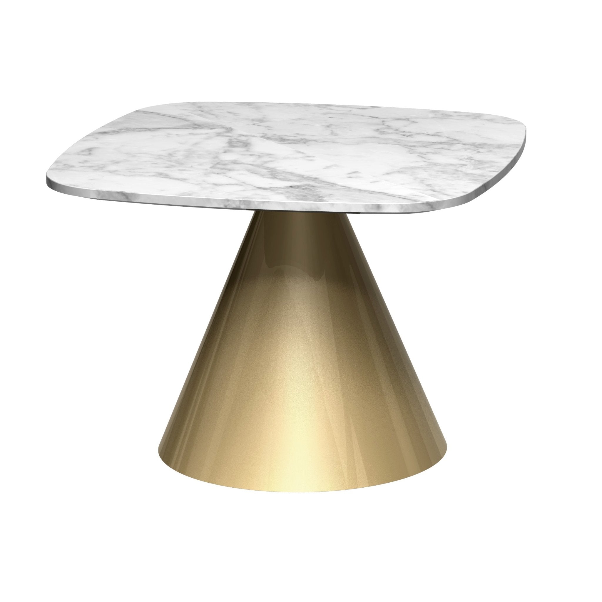 Oscar Square Side Table - White Marble Top & Brass Base