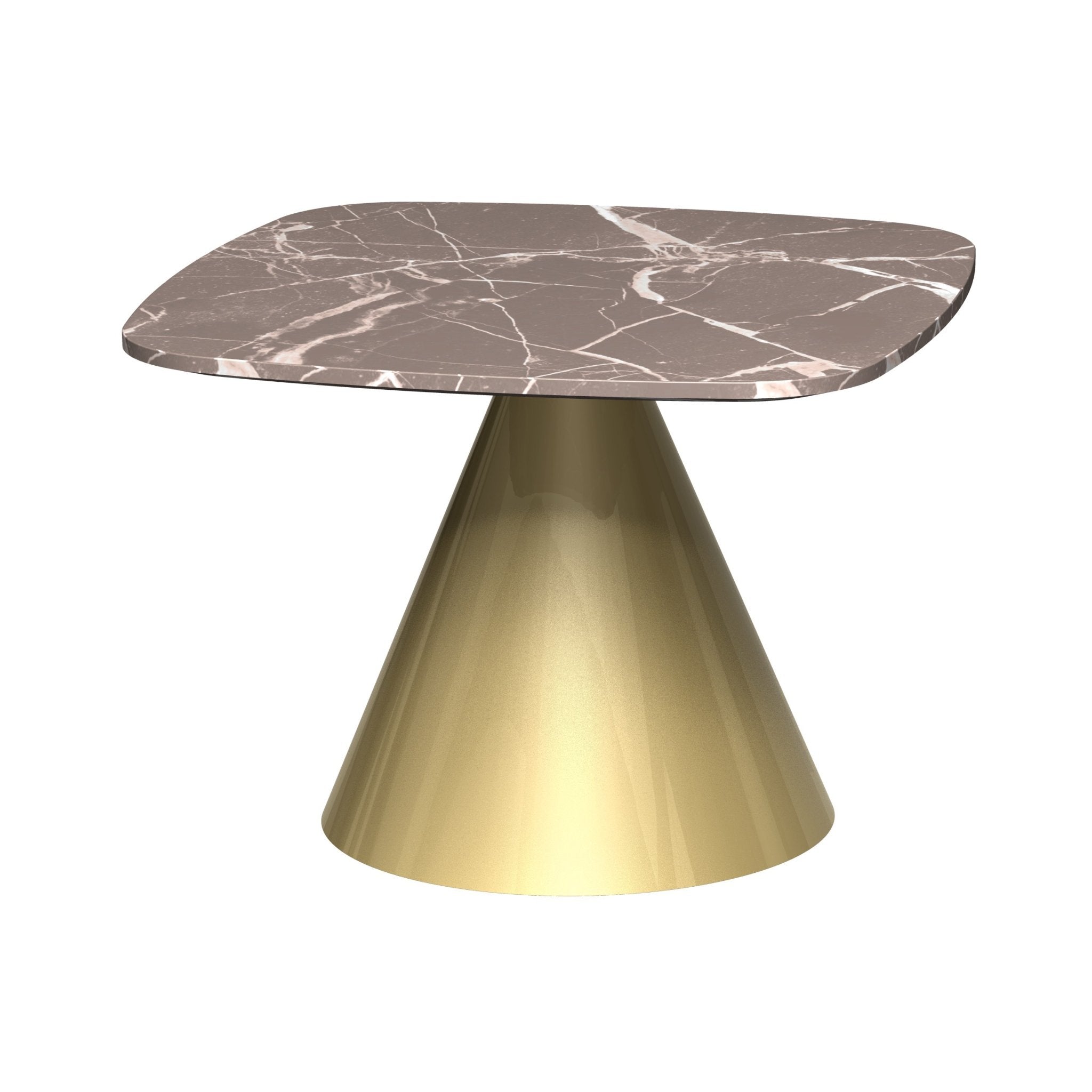 Oscar Square Side Table - Brown Marble Top & Brass Base