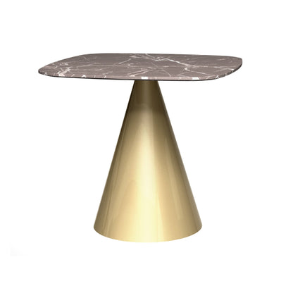 Oscar Small Square Dining Table - Brown Marble Top & Brass Base