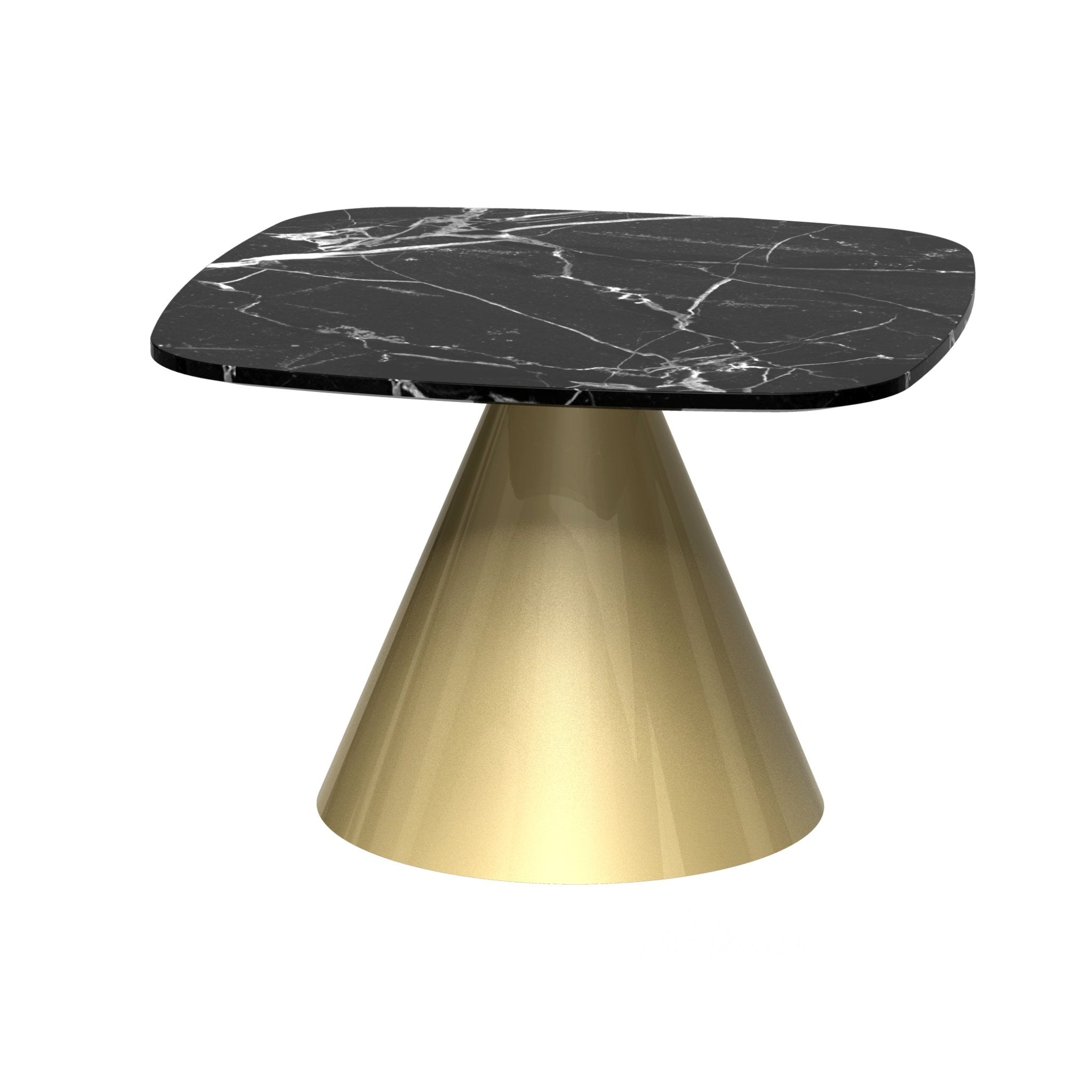 Oscar Square Side Table - Black Marble Top & Brass Base