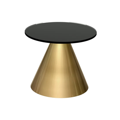 Oscar Circular Side Table - Black Glass Top & Brass Base