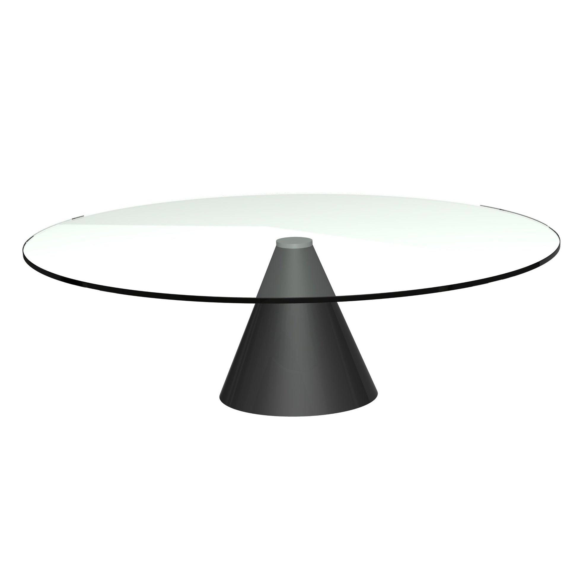 Oscar Large Circular Coffee Table - Clear Glass Top & Black Base