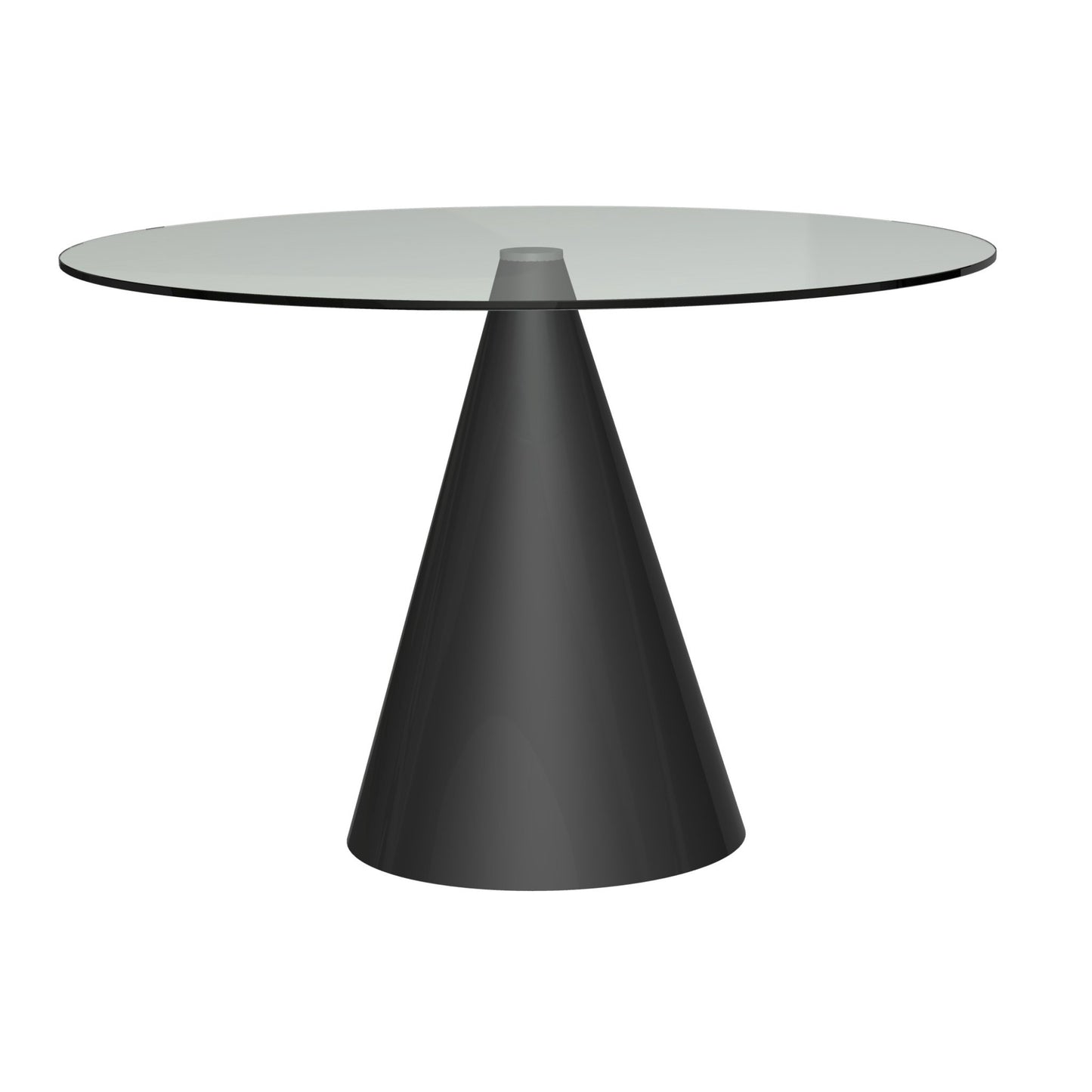 Oscar Large Circular Dining Table - Clear Glass Top & Black Base