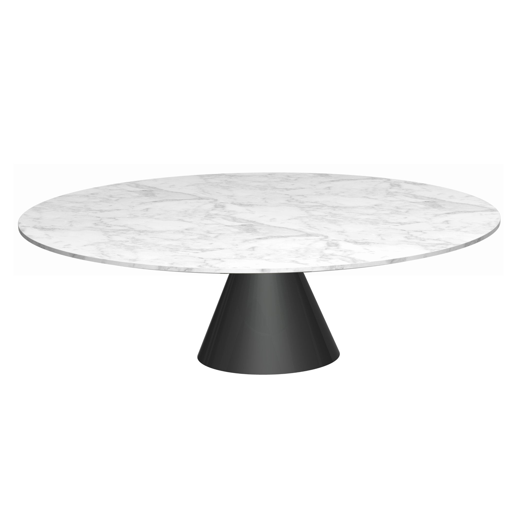 Oscar Large Circular Coffee Table - White Marble Top & Black Base