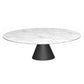 Oscar Large Circular Coffee Table - White Marble Top & Black Base